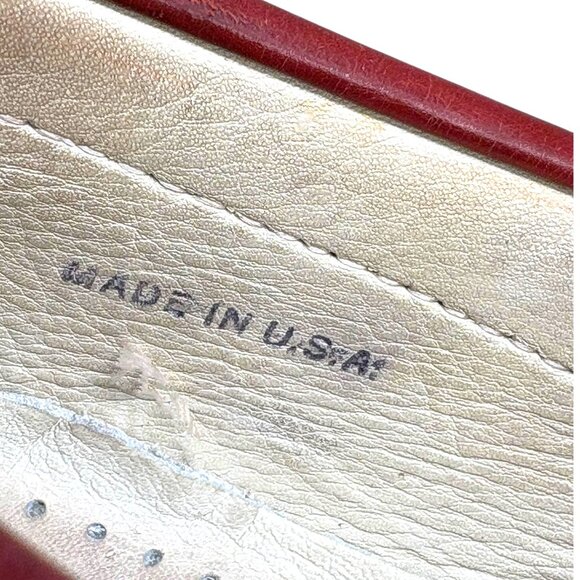 Vintage Cole Haan Red Leather Moc Toe Made in USA Loafers - Picture 6 of 11